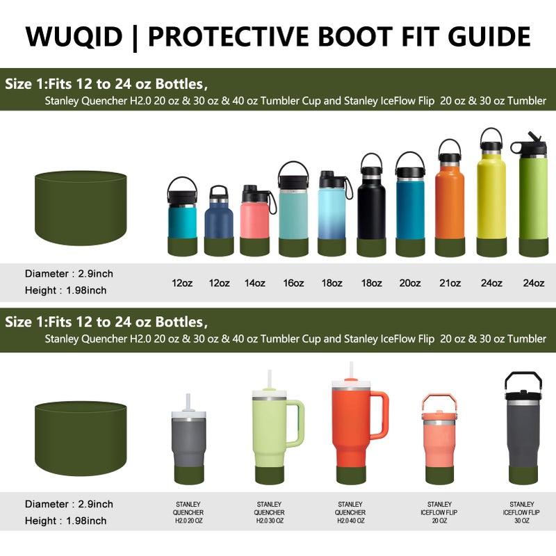 WUQID Protective Silicone Boot Sleeve for 12oz-40oz Hydro Sport Flask/Stanle Water Bottles Tumbler Anti-Slip Bottom Sleeve Cover for All Water Bottles Bottom Width of 2.83-2.95in - Image 3